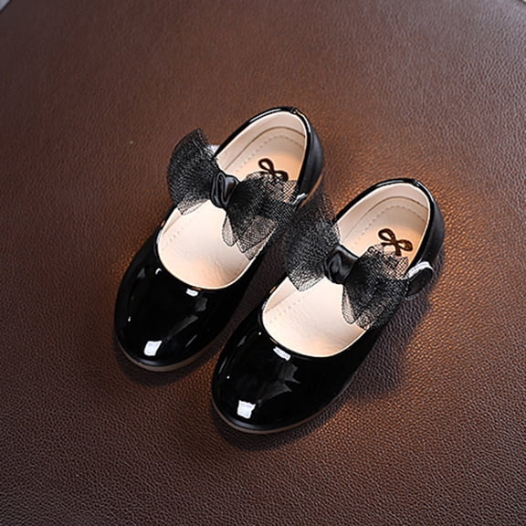 LEEy-world Baby Shoes Princess Soft Baby Girls Knot Kids Leather Shoes Flat Toddler Baby Shoes Shoes for Girl (Black, 8.5 Toddler)