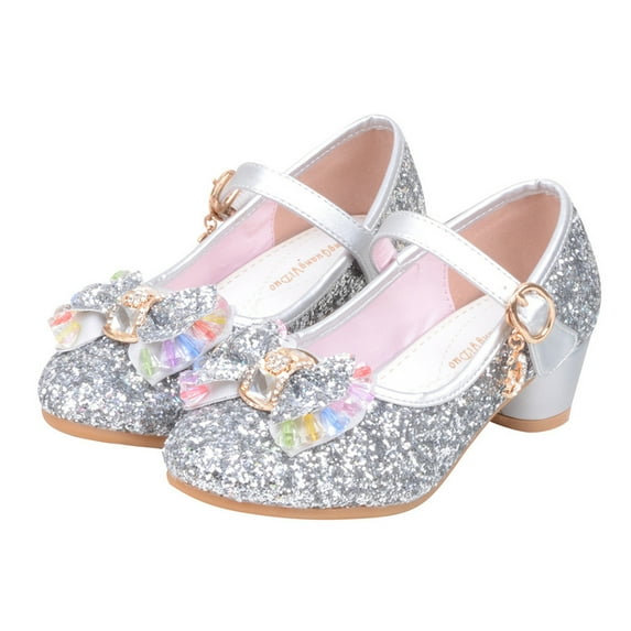 LEEy-world Baby Shoes Sandals Single Pearl Baby Kids Shoes Bling Girls Princess Bowknot Baby Shoes Baby Boy Fancy Shoes (Silver, 1.5 Big Kids)