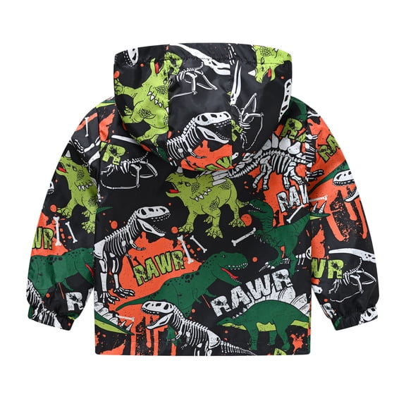 LEEy-world Boys Winter Coat Jacket Hoodie Zipper Cartoon Printed Toddler Coats Kid Boy Dinosaur Baby Letter Boys Coat&jacket,Orange