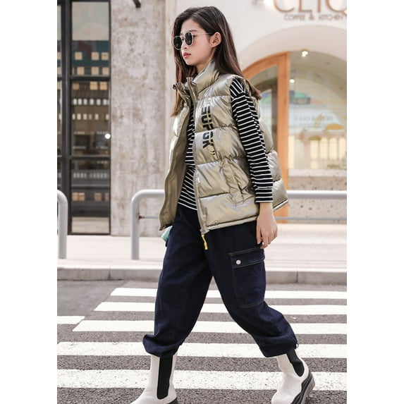 LEEy-world Child Kids Toddler Baby Boys Girls Sleeveless Letter Winter Coats Hooded Jacket Vest Jackets for Boys 10-12 Years Old