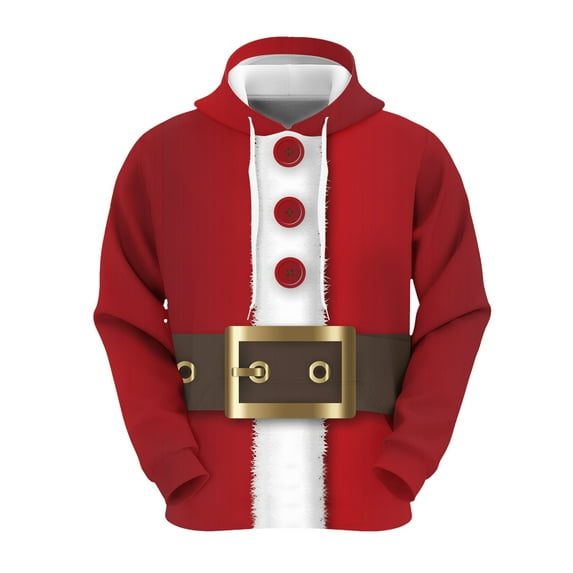 LEEy-world Christmas Hoodies for Boys Full-Zip Hoodies for Men Lightweight Long Sleeve Sweatshirt With Pocket Red,S