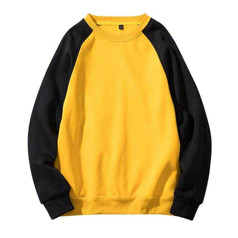 LEEy world Cool Hoodies Men s Pullover Hoodie Sweatshrits Drawstring Hooded Color Block Hoody for Men with Kangaroo Pocket Yellow M