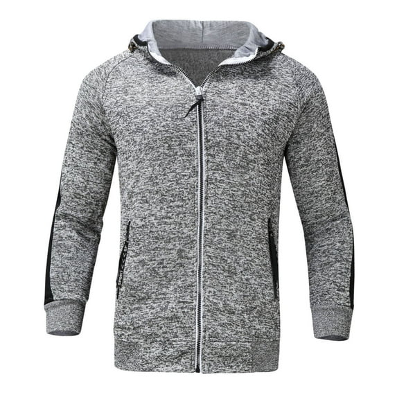 LEEy-world Cool Mens Hoodies Men's Sweaters Zip Up Casual Striped Pullover Polo Sweaters Fall Winter Sweatshirts Grey,3XL