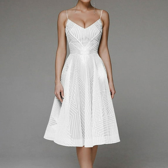 LEEy-world Fall Dresses for Women 2023 Women's V Neck Spaghetti Strap Sleeveless Sheath Ruched Wrap Knee Length Party Wedding Guest formal Dress White,X-S