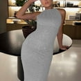 thumbnail image 1 of LEEy-world Fall Dress Women's V Neck Spaghetti Strap Sleeveless Sheath Ruched Wrap Knee Length Party Wedding Guest Formal Dress Grey,M, 1 of 5