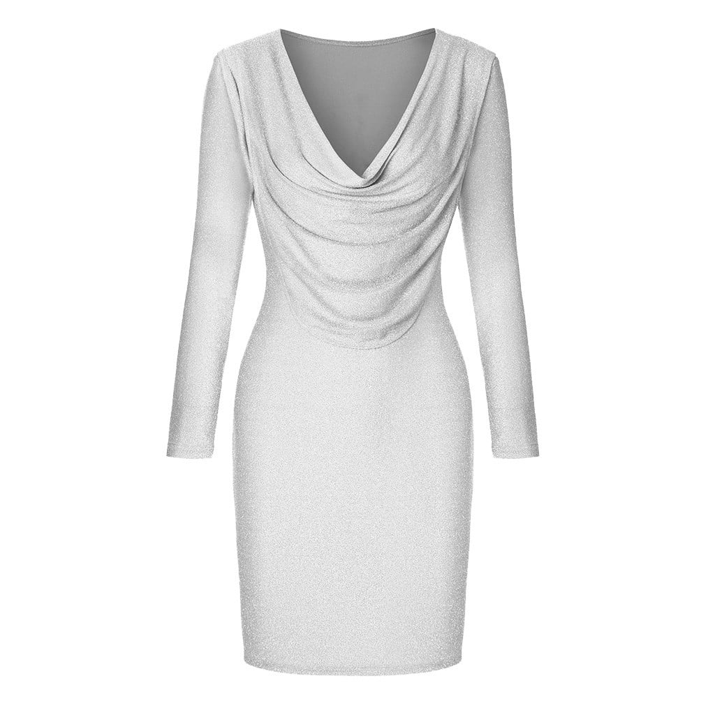 silver long sleeve wrap dress Sexy Grey Silver High Split Evening Wrap Dress With Long Sleeves - $100.98 #AM79007