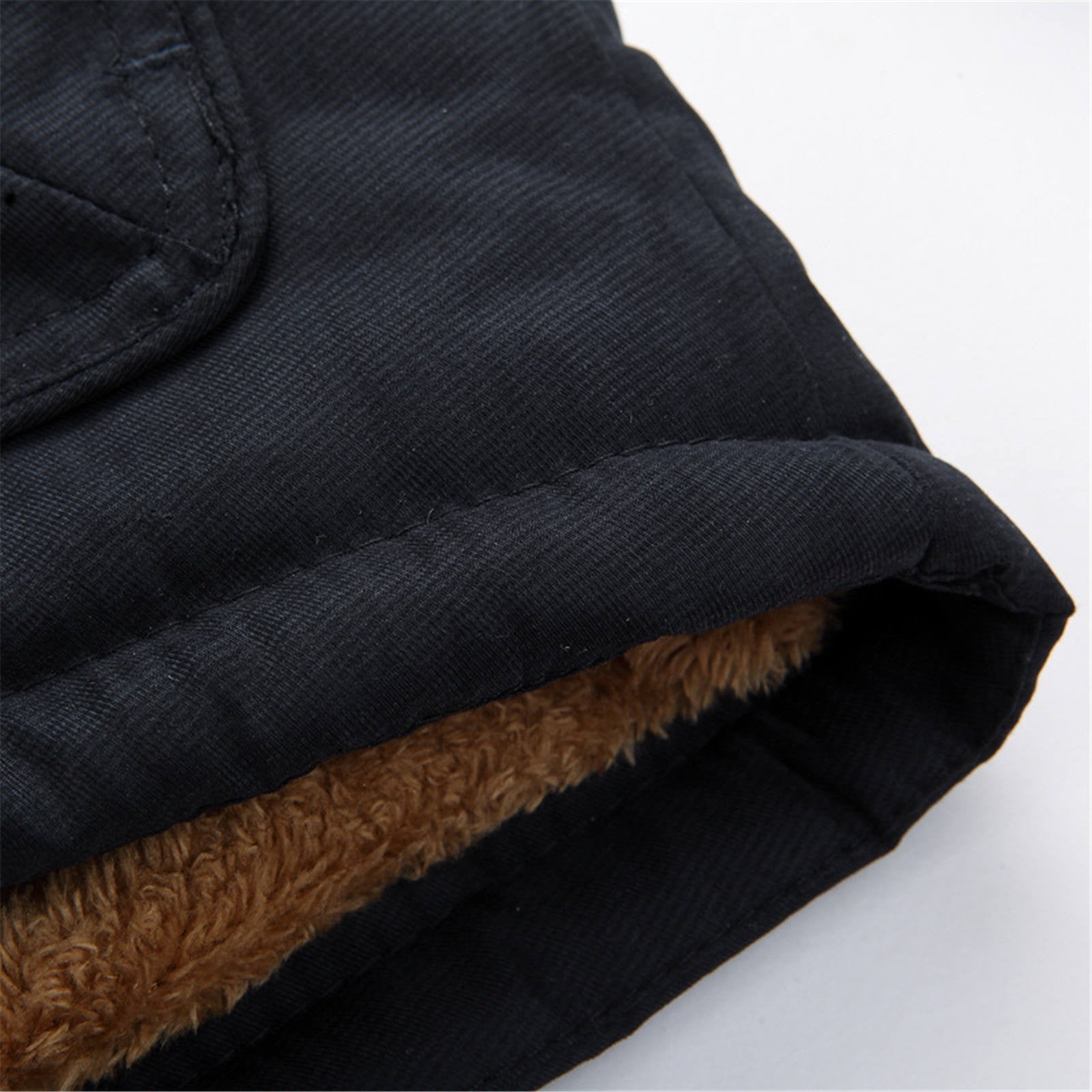 LEEy-world Light Winter Jackets for Men Men's Cargo Jacket Cotton Thicken  Lined Sherpa Jackets Winter Warm Collar Coats Multi Pockets Dark Blue,XXL
