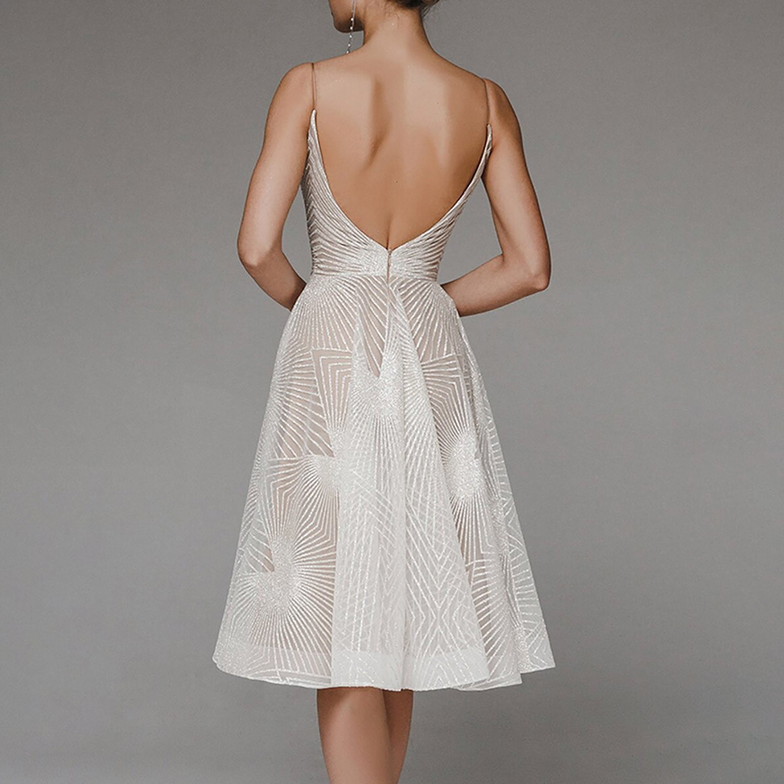 LEEy-world Formal Dresses For Women Shoulder Midi Formal Dresses for Women Evening Party Wedding Guest Bodycon Dresses Beige,S