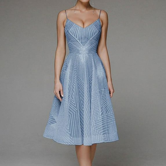 LEEy-world Formal Dresses For Women Women's Spaghetti Straps Split Hem Sleeveless Zipper Bodycon Midi Dress Blue,XXL