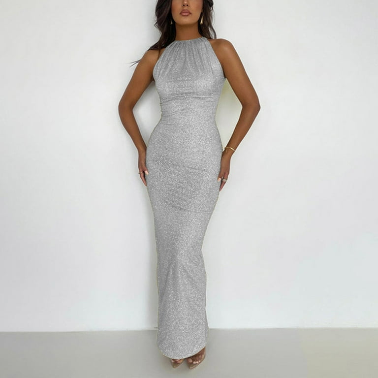 Chiffon Sleeveless Round Neck Sequins Bandage High Waist Evening Dresses Chiffon Sleeveless Round Neck Sequins Bandage High Waist Evening Dresses