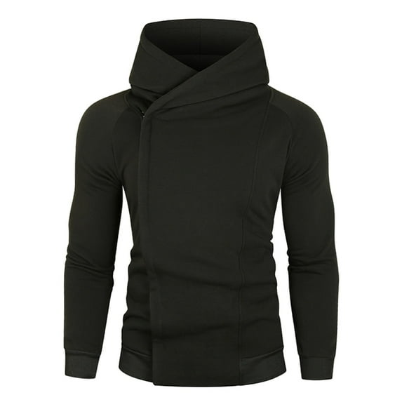 LEEy-world Graphic Hoodies for Men Full-Zip Hoodies for Men Lightweight Long Sleeve Sweatshirt with Pocket Black,S