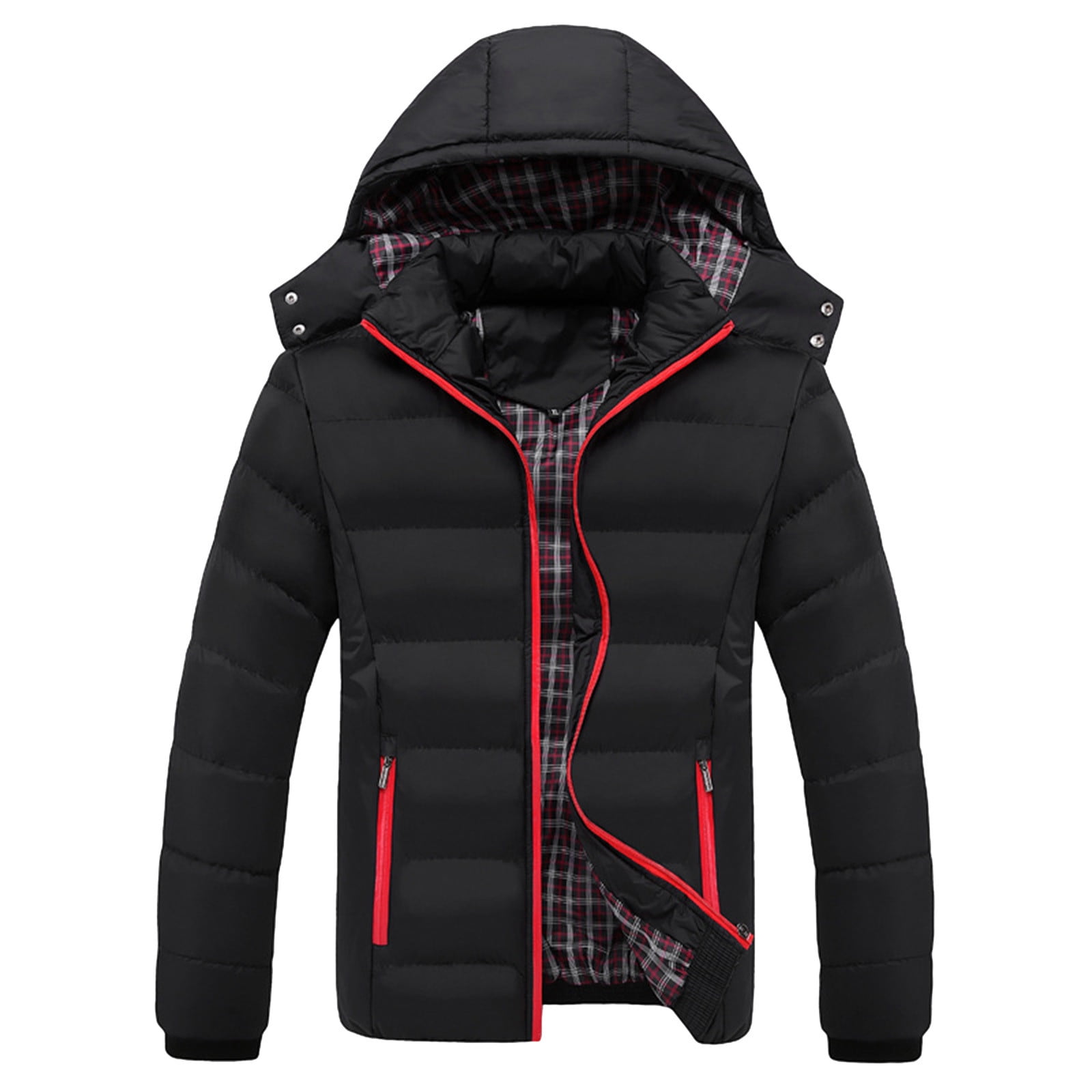 LEEy-world Heavy Winter Coats For Men Men's Tactical Jackets with Hood  Winter Hiking Hunting Coats Multi Pockets Black,XXL
