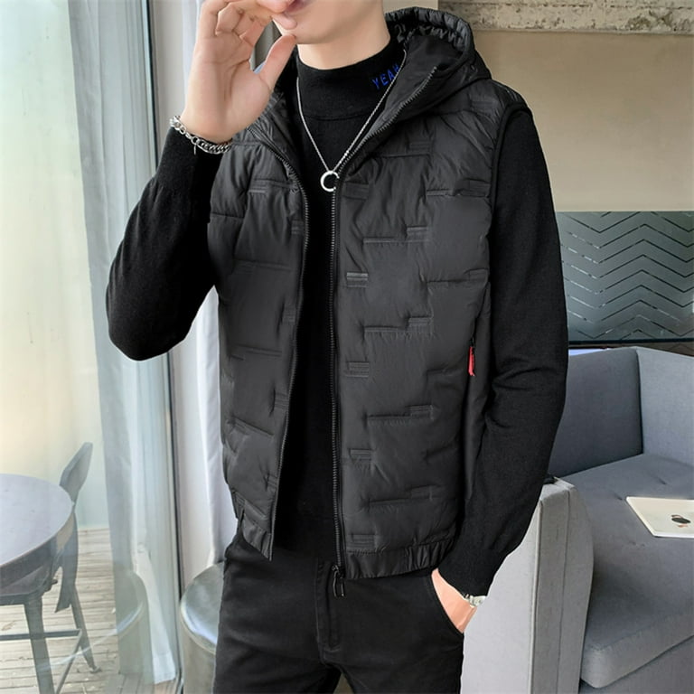 LEEy world Heavy Winter Coats For Men Men s Winter Cargo Work Jacket Lined Thicken Jacket with Removable Hood Black XL