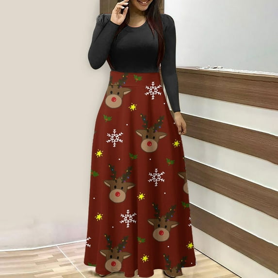 LEEy-world Homecoming Dresses Christmas Women's Elegant Crew Neck Long Lantern Sleeve Midi Dress Knit Split Hem Dress J,S