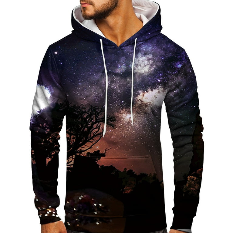 Guys galaxy print drawstring hooded sweatshirt 2025