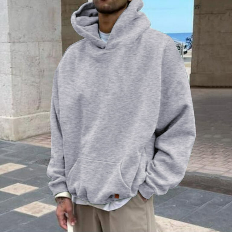 LEEy-world Hoodies For Men Full Zip Men\'s Sweatshirt,Cotton-Blend Sweatshirt,  Plush Pullover Sweatshirt Grey,XXL