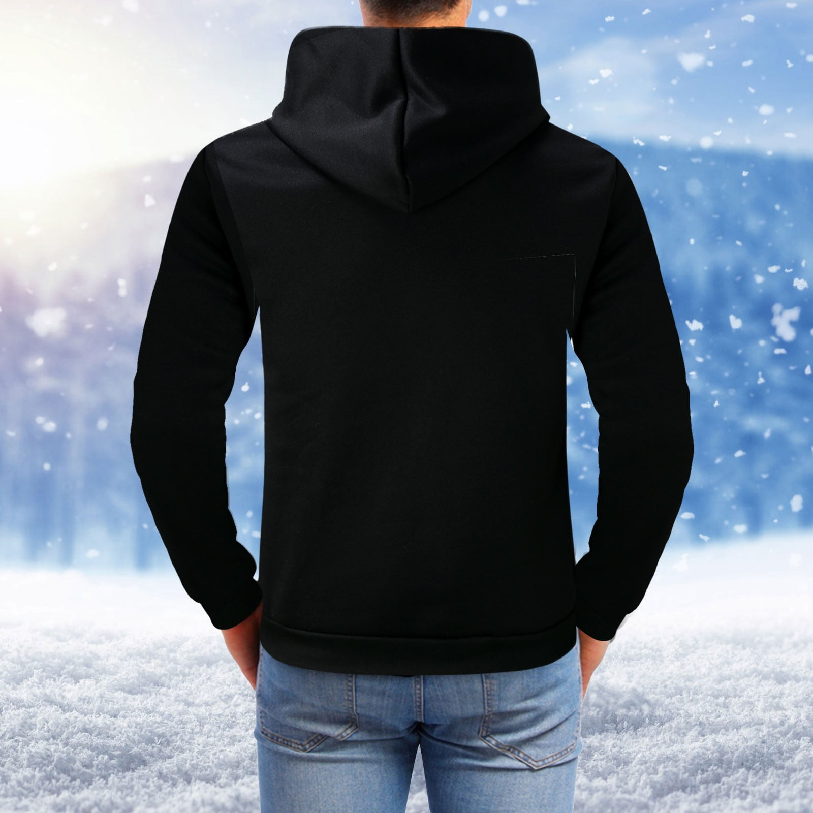 LEEy-world Hoodies For Men Men's Hoodies Fully Sherpa Lined Zip Up  Sweatshirts Heavy Thick Jacket Warm Winter Workout Pullover Black,XXL 
