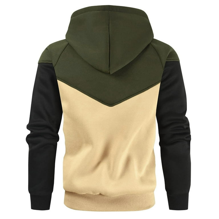 LEEy-world Hoodies For Men Pullover Men's Full Zip Hoodie zippered Color  Block hooded slim Fit Long Sleeve Lightweight Sweatshirt Army Green,3XL