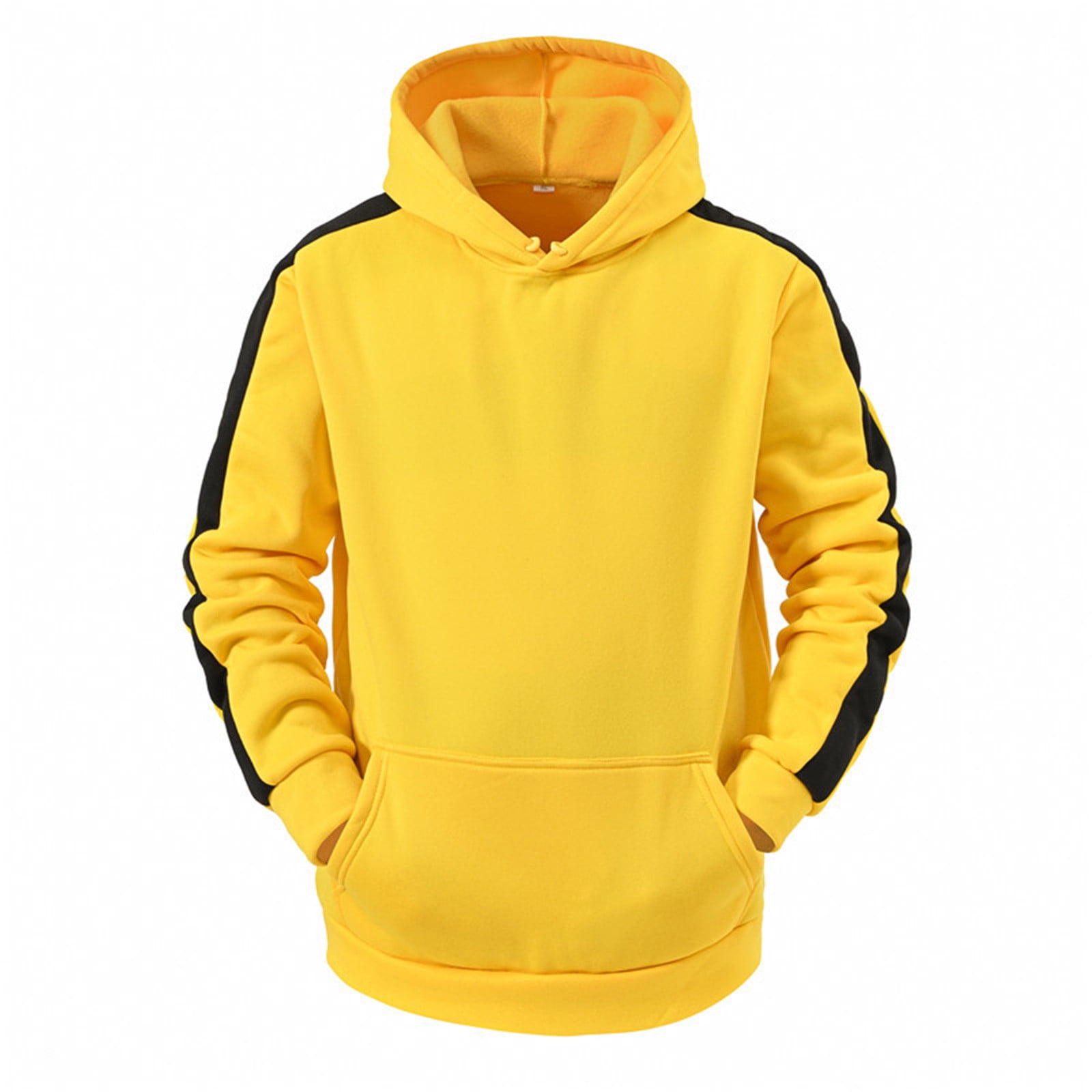 LEEy-world Hoodies for Men Full-Zip Hooded Sweatshirt Slim Fit Softshell  Hoody Jacket Cool Hoodies Yellow,L