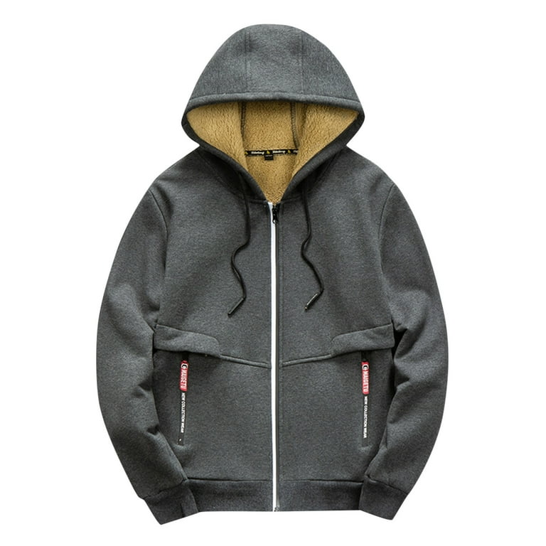 Mens Casual Jacket Zipper Drawstring Hooded Windbreaker Male