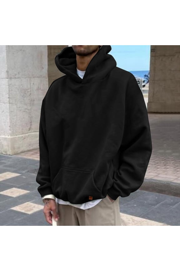 Hoodies for Men Men's Zip Up Hoodie Heavyweight Lined Jacket Wool Warm Thick Winter Coat Sweatshirt Black,M