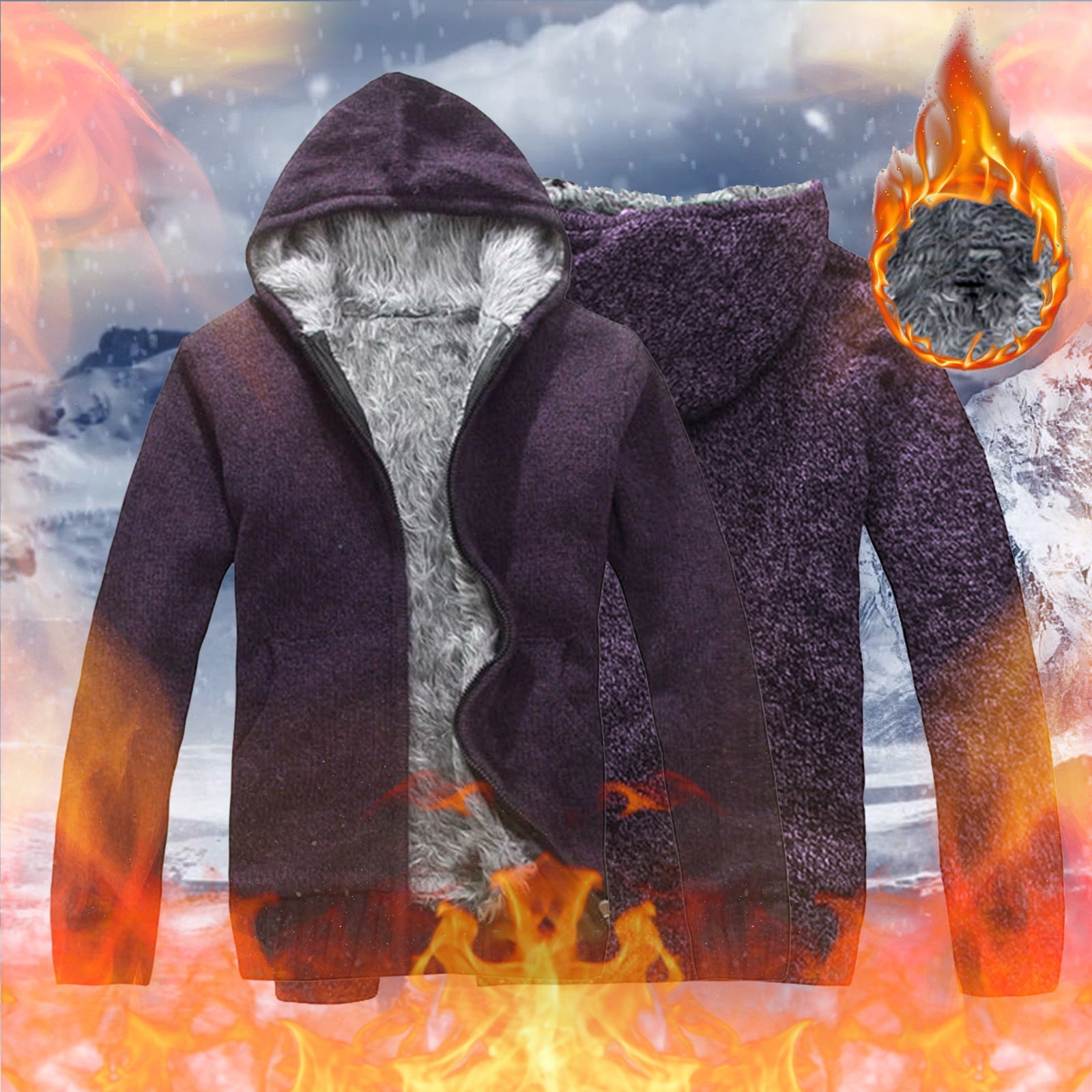 LEEy world Hoodies for Men Mens Contrast Color Pullover Hoodie Cozy Sport Outwear Purple XL