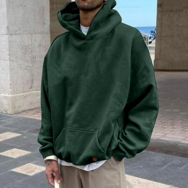 LEEy-world Hoodies for Men Mens Hooded Sweatshirt Long Sleeve Pullover  Hoodie with Arm Logo, Officially Licensed Green,3XL