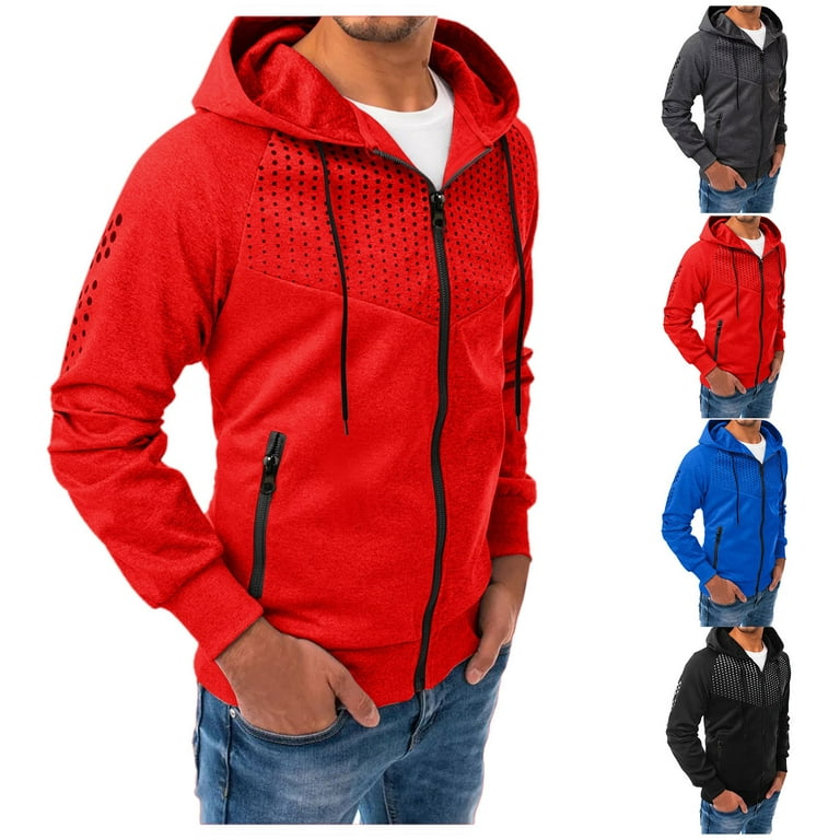 LEEy-world Hoodies for Men Zip Up Men's Lightweight Flight Bomber Jacket  Casual Stripe Softshell Windbreaker Slim Fit Jacket Coat Outwear Red,M 