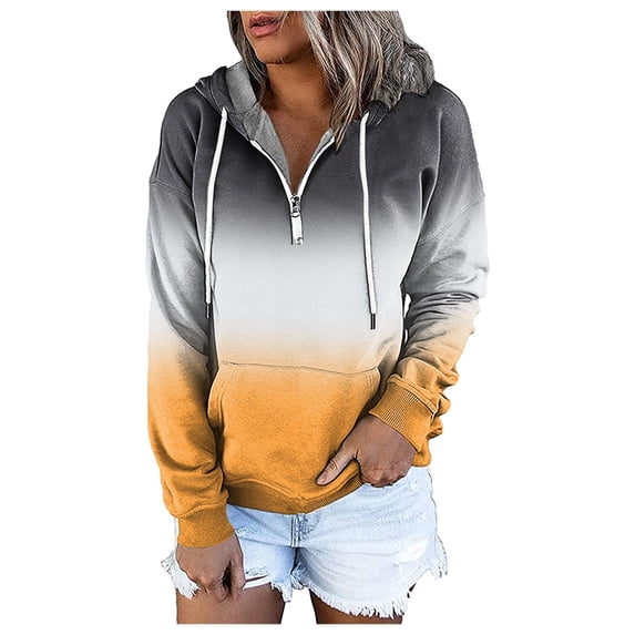 LEEy-world Hoodies for Teen Girls Women's Long Sleeve Solid Color Tunic Tops Round Neck Casual Shirt Blouse Yellow,XXL