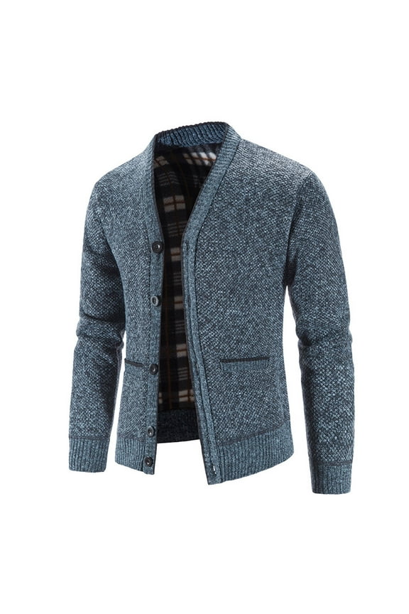 Jacket Men Men's Long Sleeve Sherpa Lined Shirt Jacket Flannel Plaid Coats Blue,3XL