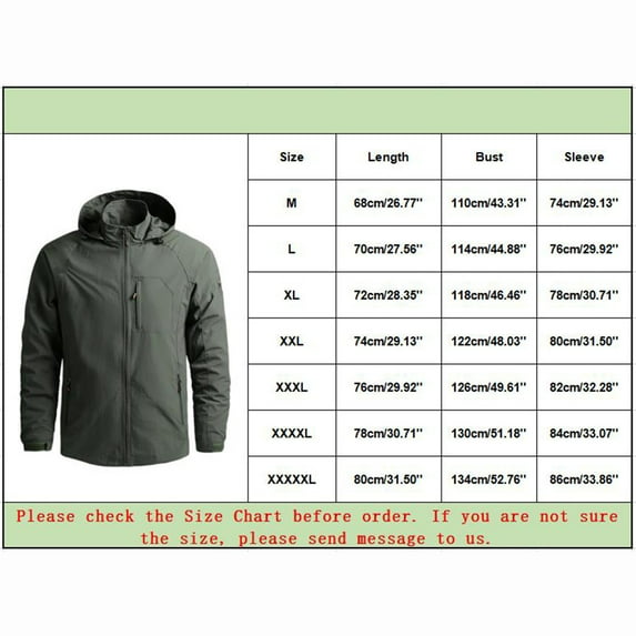 LEEy-world Jackets for Men Hoodie Men's Softshell Hiking Jacket Lined Waterproof Lightweight Hooded Coat Khaki,XXL