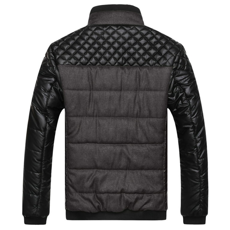 LEEy-world Mens Leather Jacket Essentials Men's Packable Lightweight  Water-Resistant Puffer Jacket Grey,XL