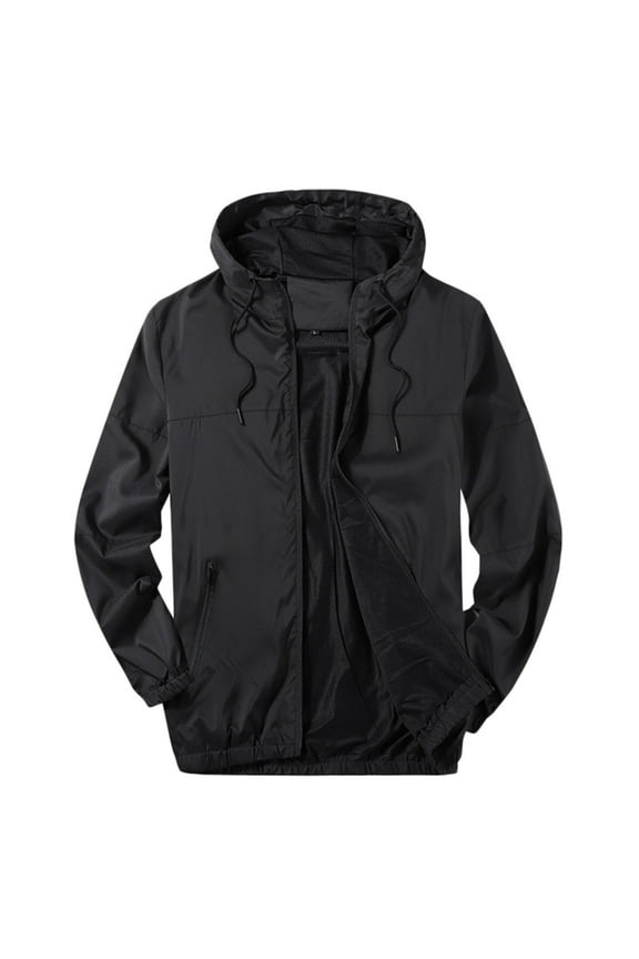 Jackets for Men Men's Lightweight Jacket Casual Spring Fall Windbreaker Bomber Zip Up Coat with Pocket Black,L