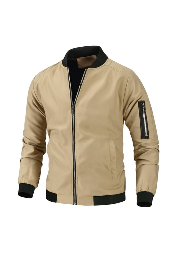 Jackets for Men Men's Winter Jacket- Cotton Coat Thicken Casual Cargo Bomber Jacket Khaki,3XL