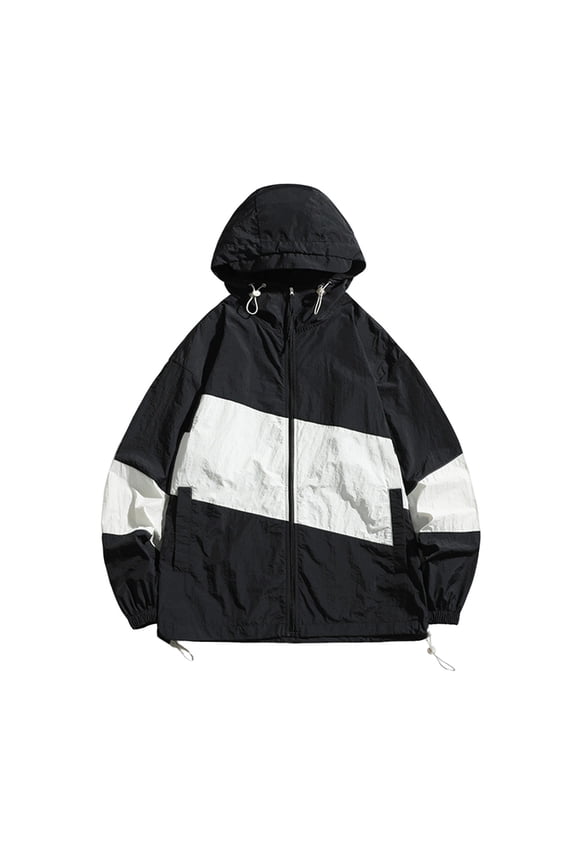 Jackets for Men Mens Summer And Autumn Sunscreen Windproof And Rainproof Outdoor Sports Casual Breathable Jackets Trench Coat (Black, L)