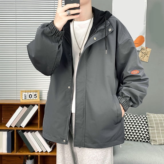 LEEy-world Flannel Jackets for Men Men's Tactical Jacket Fleece Lined Soft Shell Winter Jacket Lightweight Water Resistant Coats Outwear Grey,3XL