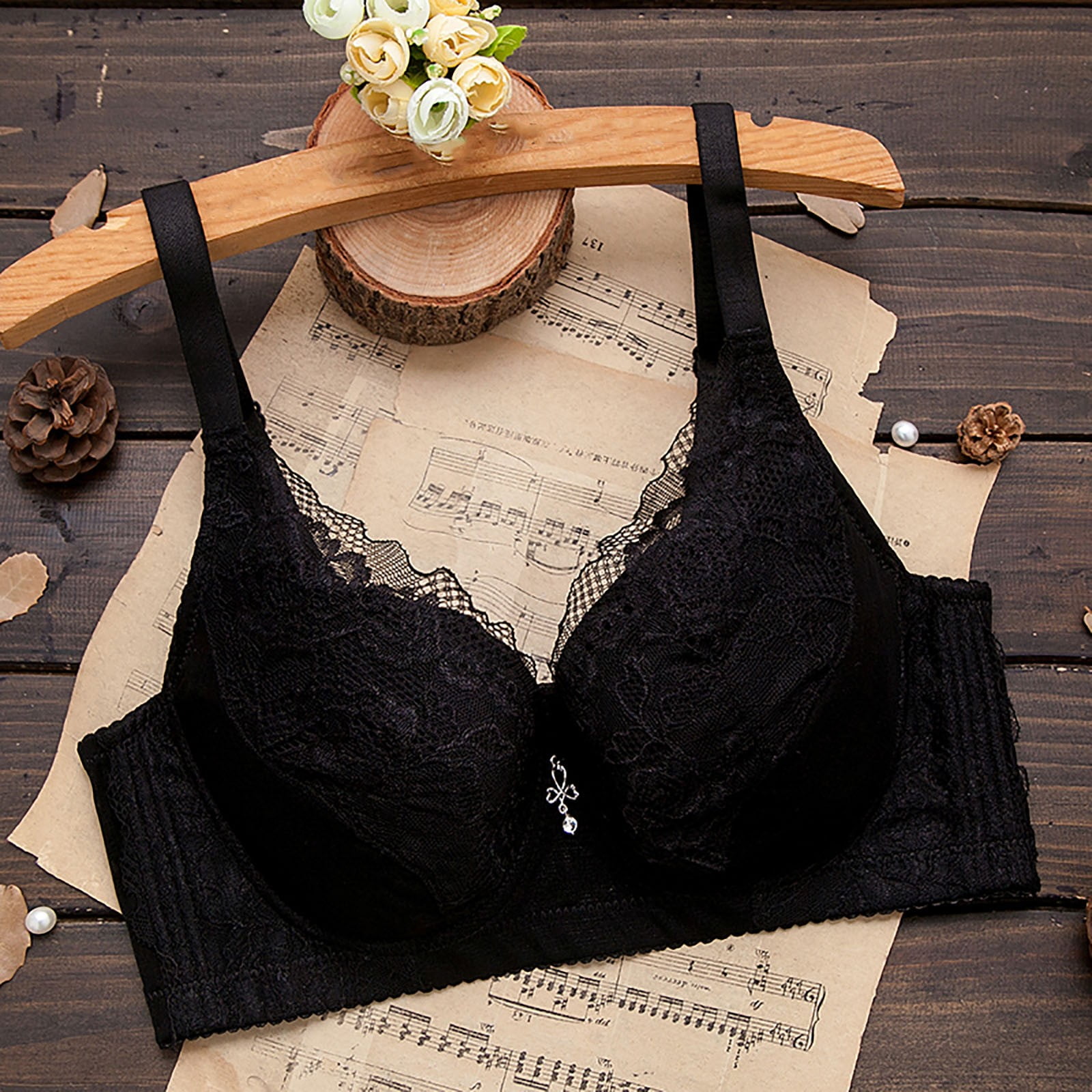 Pure Beauty by Rene Rofe Lingerie Women's Size 36 C Solid Black Underwire  Bra