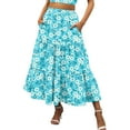 thumbnail image 1 of LEEy-world Maxi Skirt Women's Kacie Vintage Inspired High Waisted Midi Skirt Blue,XXL, 1 of 5