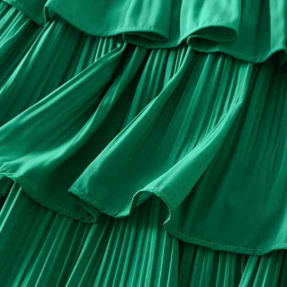 LEEy-world Maxi Skirts For Women Women's Chiffon Ruffle Printed Sportswear Skirt Green,One Size