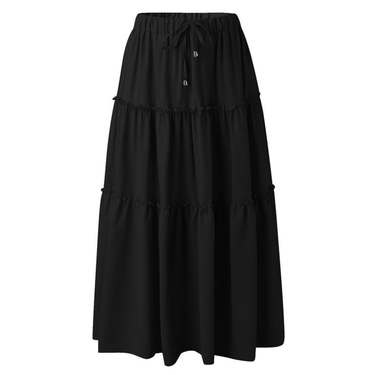 【iiort】Maxi Skirt Black Tiered Smocked Georgette Maxi Skirt | Michael Kors [US]