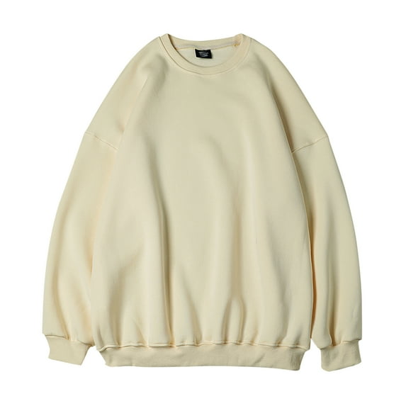 LEEy-world Men Hoodies Crewneck Sweatshirt for Men's with Script Logo Beige,3XL