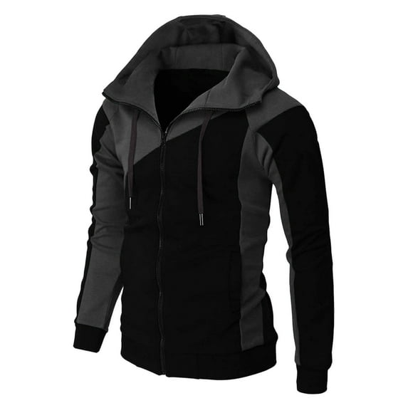 LEEy-world Men Hoodies Hoodies for Men Heavyweight Full Zip Up Sweatshirt Sherpa Lined Coat Black,XL
