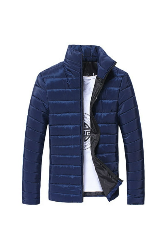Men'S Cotton Jackets Cargo Bomber Working Jackets with Multi Pockets Warm Coats Jacket Blue,L