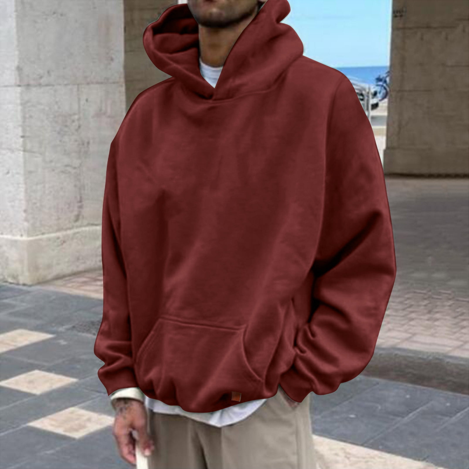 LEEy-world Men'S Fashion Hoodies & Sweatshirts Men's Novelty Color Block  Pullover Hoodie Long Sleeve Casual Sweatshirt with Pocket ,XL
