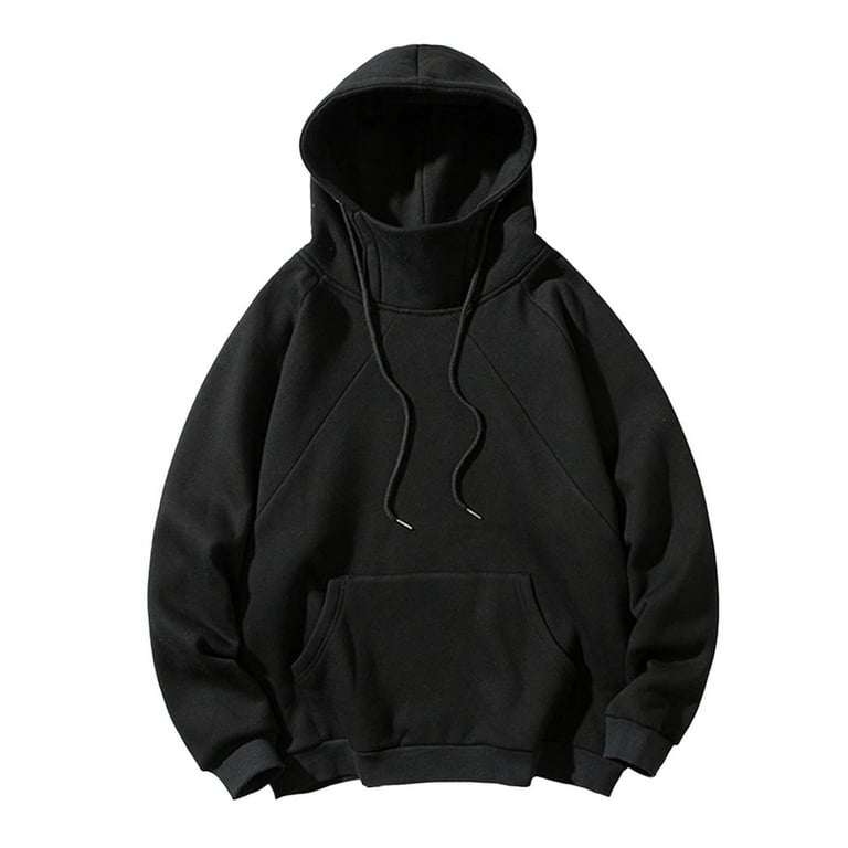 LEEy-world Men'S Hoodies Mens Hooded Sweatshirt Long Sleeve Pullover Hoodie  with Arm Logo, Officially Licensed Black,XL