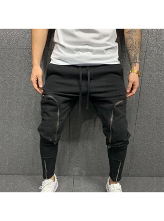 Men's Fleece Jogger Sweatpants With Zipper Pockets Slim Fit Warm Lounge Gym