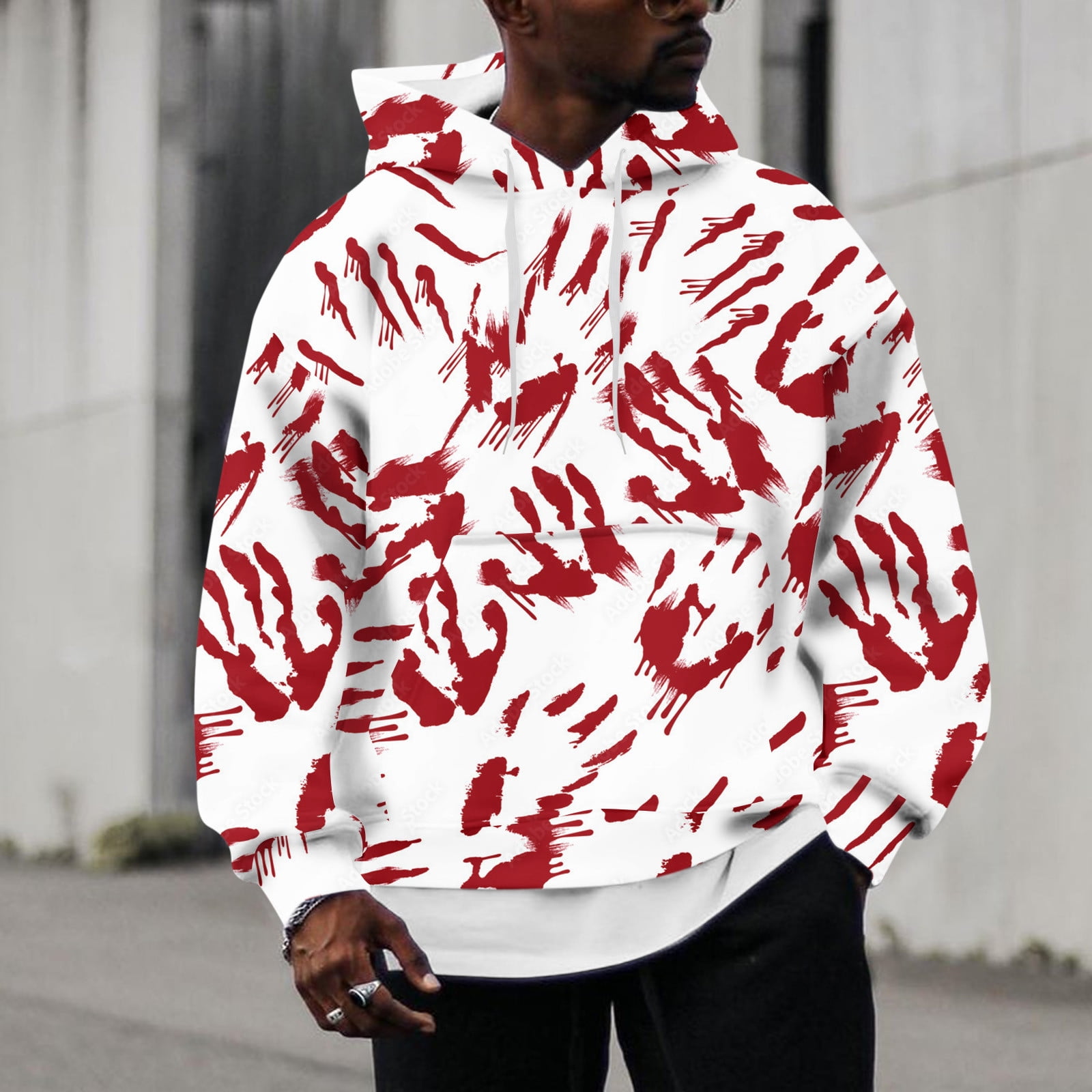 LEEy-world Men Zip-Up Hoodie Slim Fit Long Sleeve Casual Hooded Sweatshirt  with Pocket Graphic Hoodies for Men Red,XL