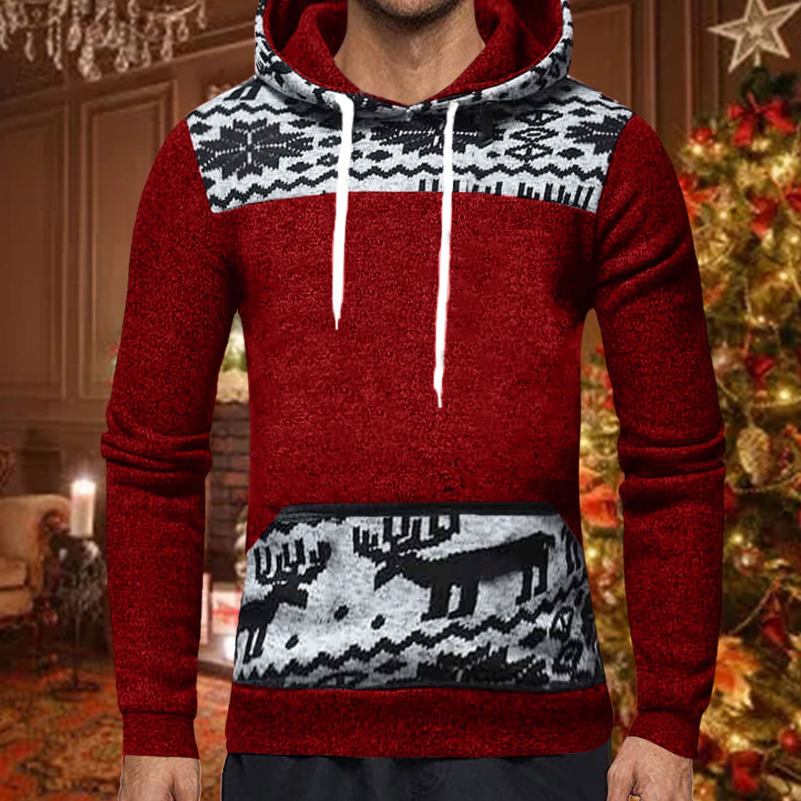 Mens hooded christmas sweater deals