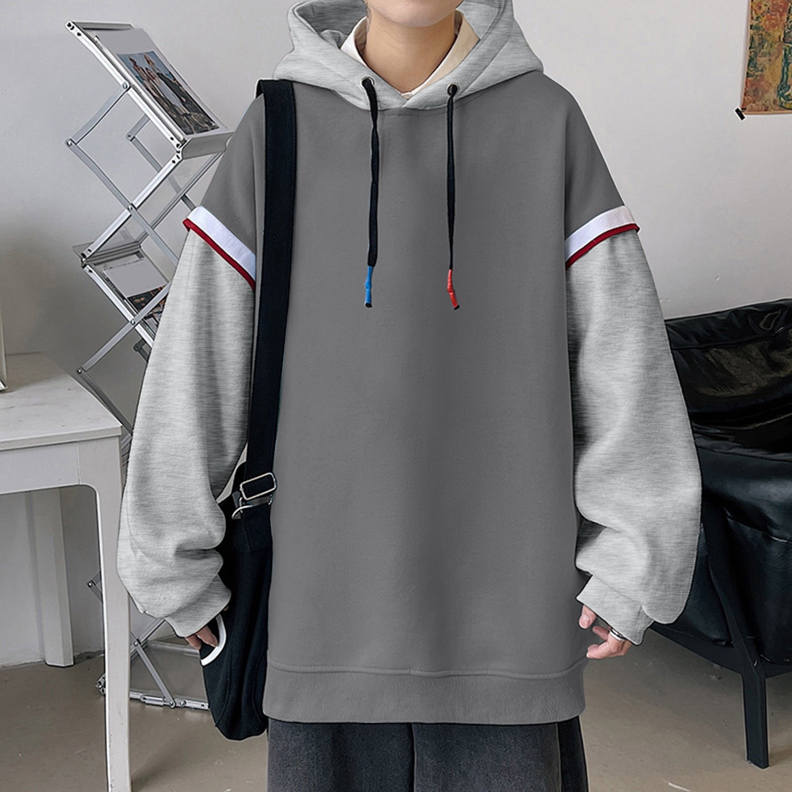 LEEy-world Mens Hoodies Graphic Men's Basic Designed Knitted