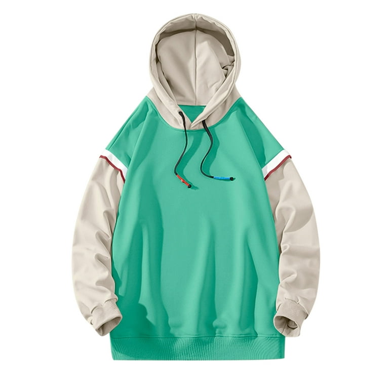 LEEy-world Mens Hoodies Pullover Men's Color Block Hoodie-Full Zip Heavyweight  Hoodie-Camo zip up hoodie With Kanga Pocket Mint Green,L 